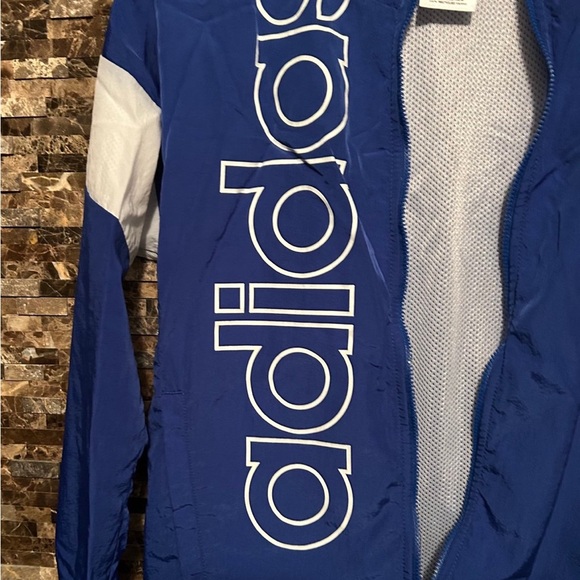 Boys Adidas Blue Windbreaker Jacket - Picture 4 of 4